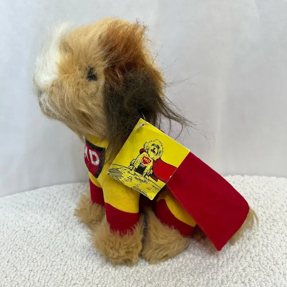 1984 Dakin Carnation Mighty Dog Terrier Cape Plush Advertising Stuffed 10